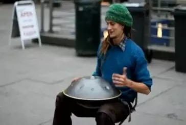 Street musician with unbelievable instrument