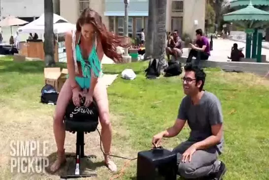 Riding a Sex Toy in Public for Charity (Sybian)