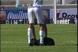 Chien interrompt jeu de soccer pour un massage du ventre