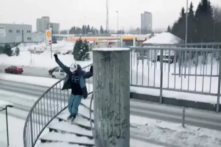 Rail spirale sur skis