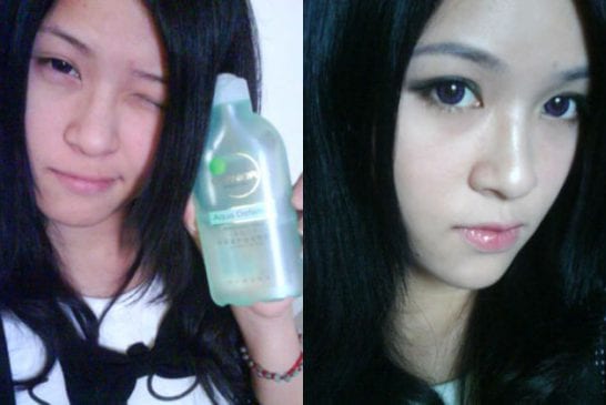 Asiatique avec et sans maquillage 12