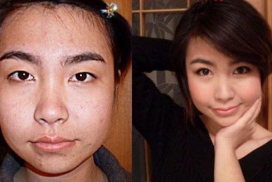 Asiatique avec et sans maquillage 10