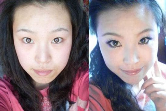 Asiatique avec et sans maquillage 24