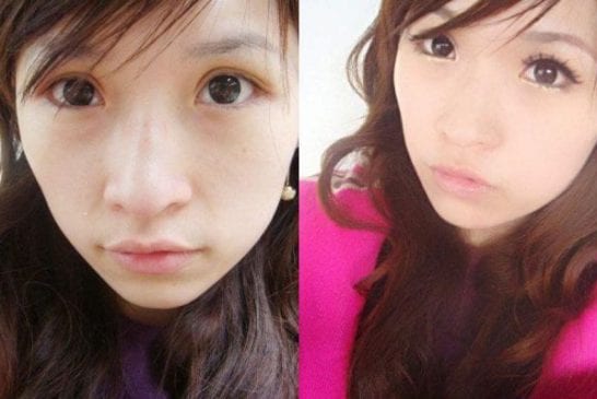 Asiatique avec et sans maquillage 30