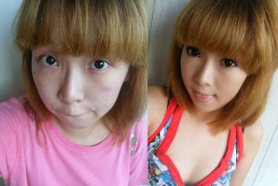 Asiatique avec et sans maquillage 33