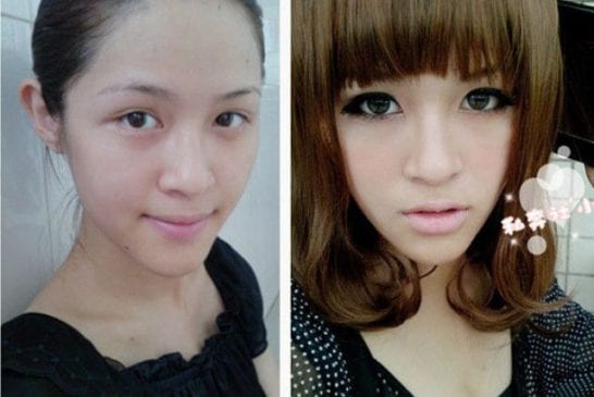 Asiatique avec et sans maquillage 37