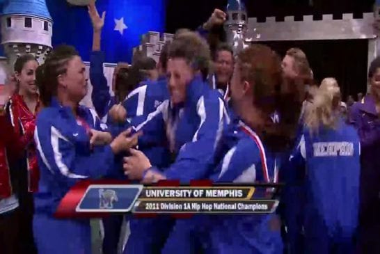 Memphis cheerleader going crazy celebrating national hip hop