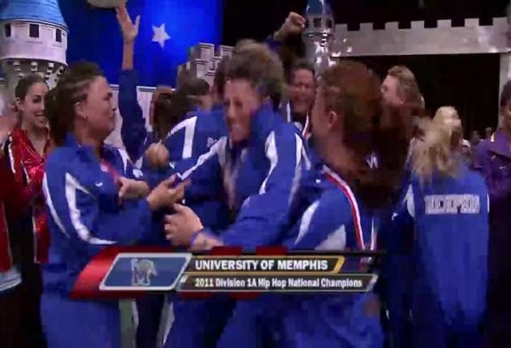 Memphis cheerleader going crazy celebrating national hip hop