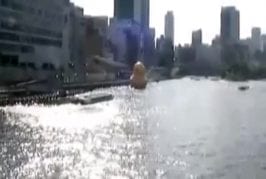 Un canard géant jaune sur la Tamise