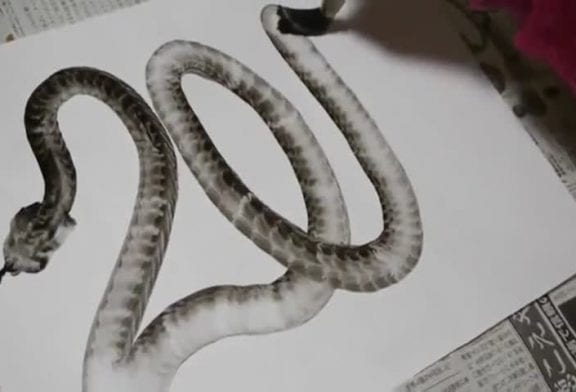 Dessiner un serpent en un seul coup de pinceau