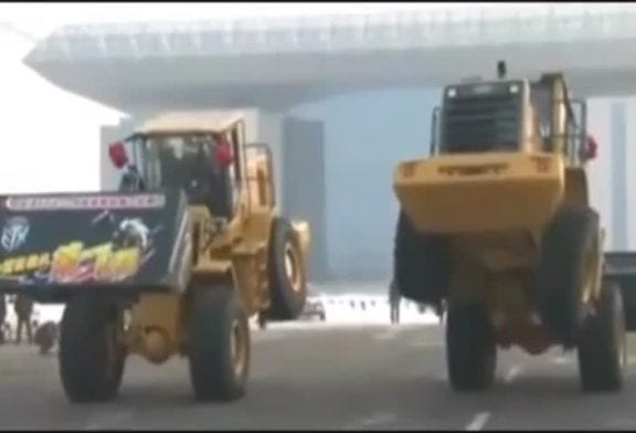 Breakdance en bulldozer