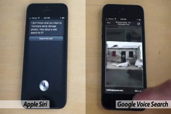 Recherche avec Siri d’Apple vs Google Voice