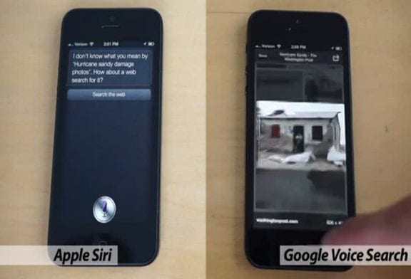 Recherche avec Siri d’Apple vs Google Voice