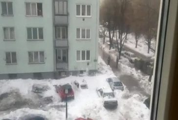 De la neige écrase les voitures
