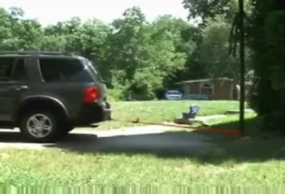 Voiture écrasée par poteau en bois