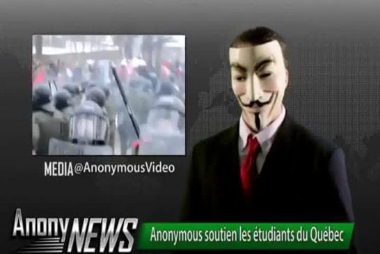 Anonymous soutien les étudiants du Québec