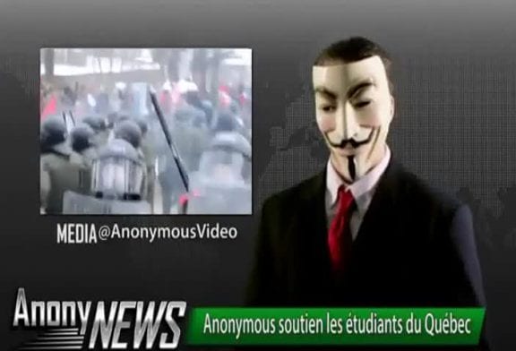 Anonymous soutien les étudiants du Québec