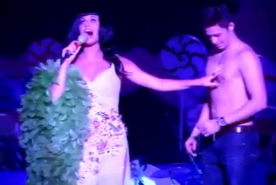 Katy Perry embrasse encore un fan lors d’un concert