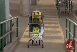 Blague du caddie percutant une voiture