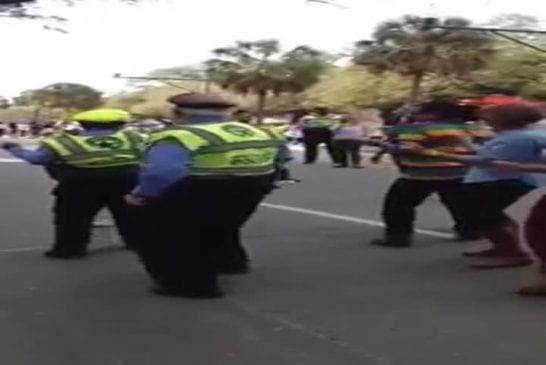 Vieux flic durant le mardi gras