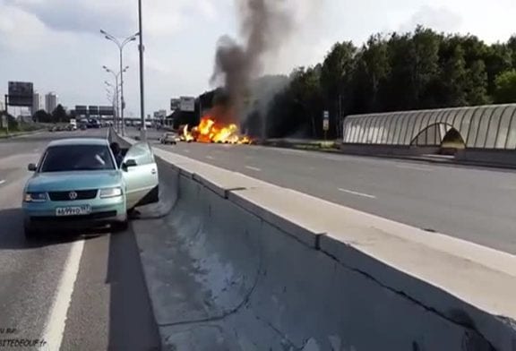 Incroyable accident de camion transportant du propane