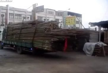 Comment ils déchargent les bambous à Taiwan